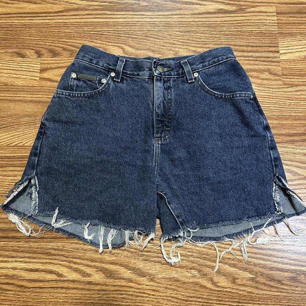 Riveted by Lee Women's Cutoff Vintage Denim Shorts 26 Dark Wash Mom High Rise